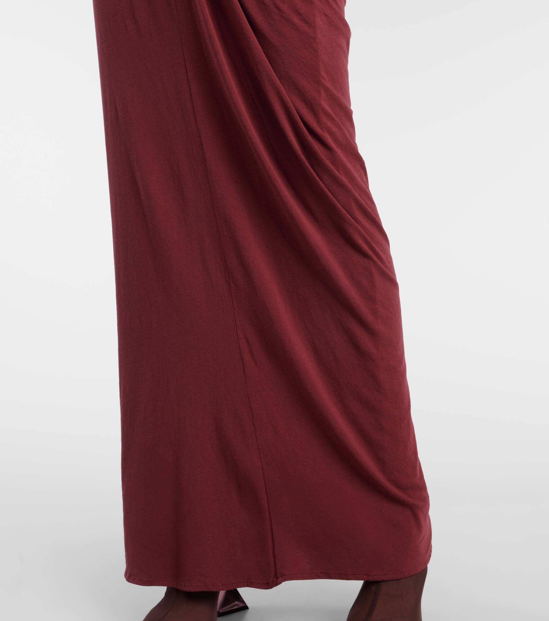 Gathered cotton-blend jersey maxi skirt - 5