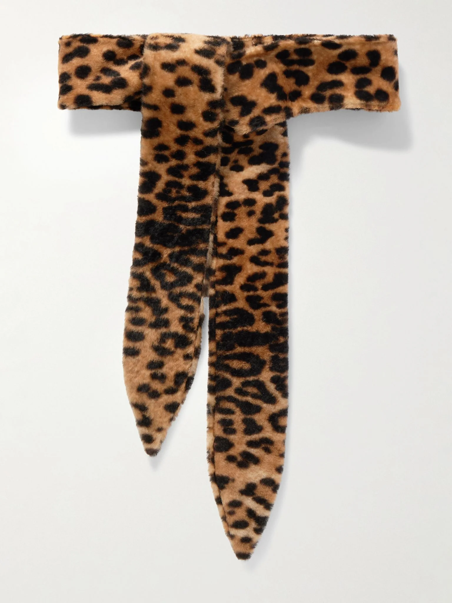 Sash leopard-print shearling belt Leopard print - 1