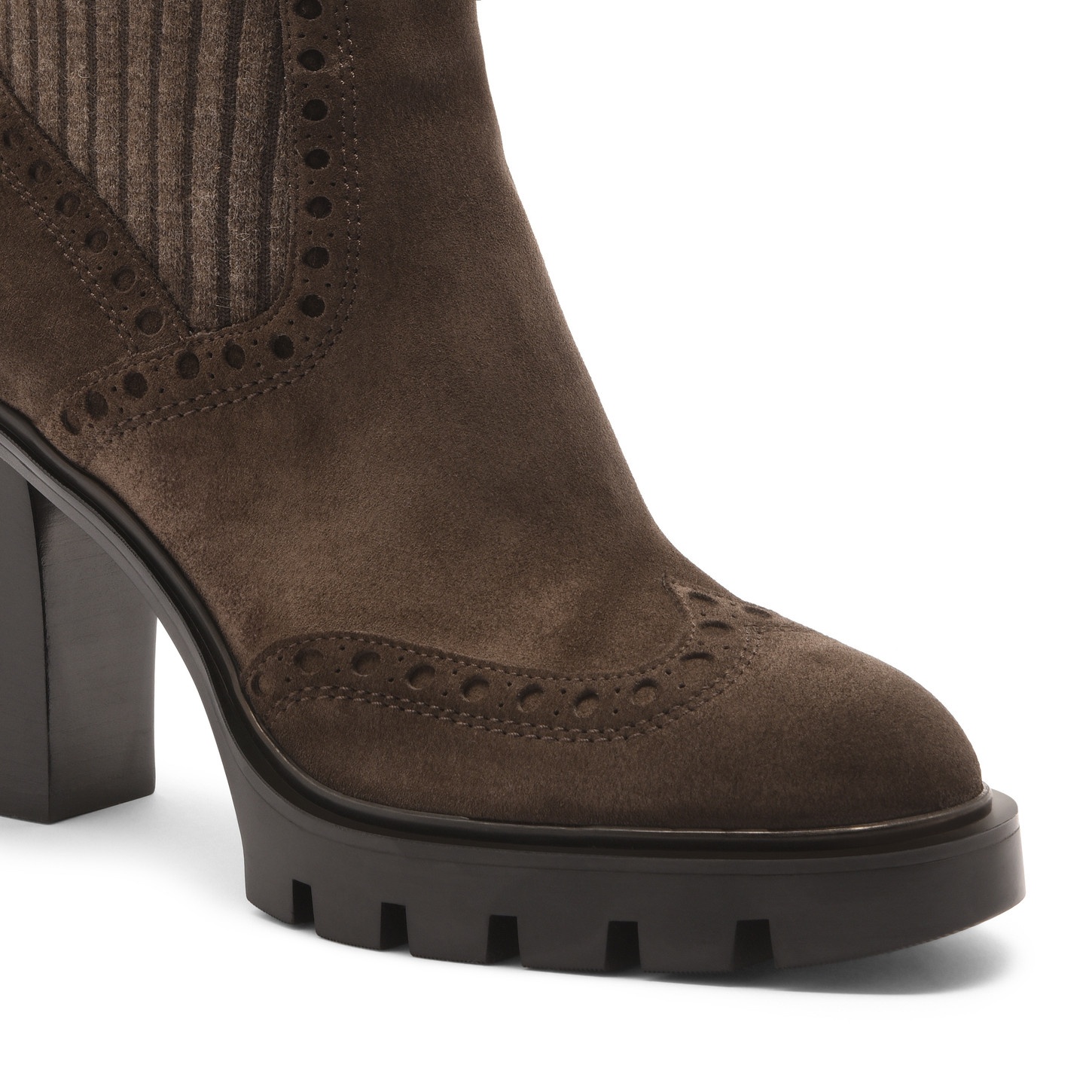 Women's dark brown suede high-heel ankle boot - 6