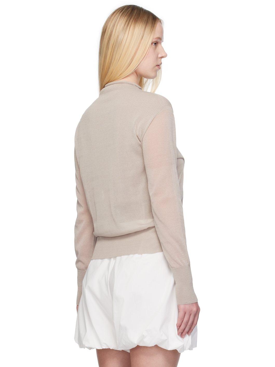 Grey Wholegarment Sheer Cardigan - 3