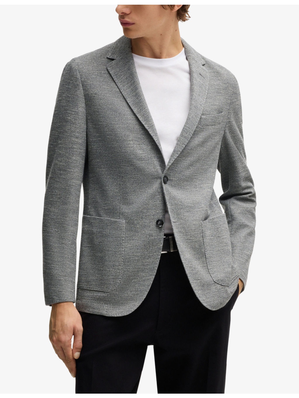 Regular-fit single-breasted woven blazer - 3