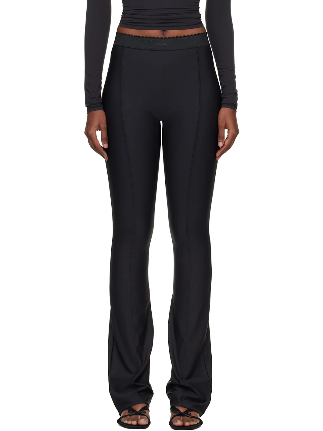 Black SKIMS Body High-Waisted Flare Trousers - 1
