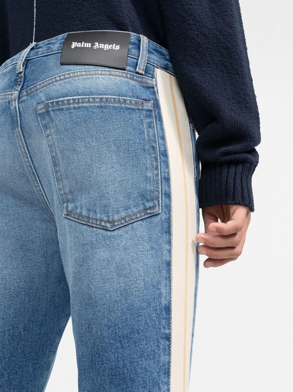 side-stripe slim-cut jeans - 5