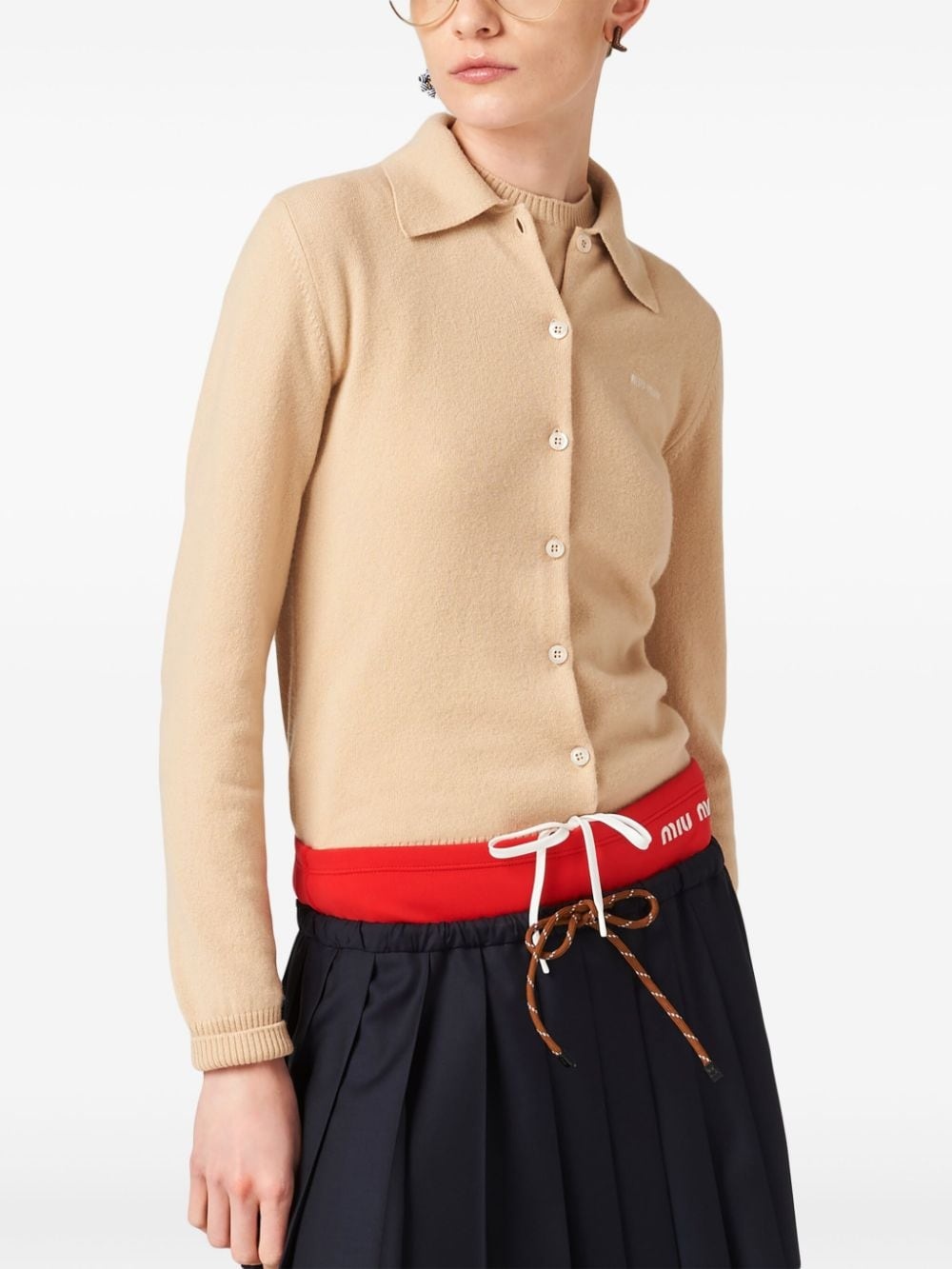 logo-intarsia cashmere-knit cardigan - 3
