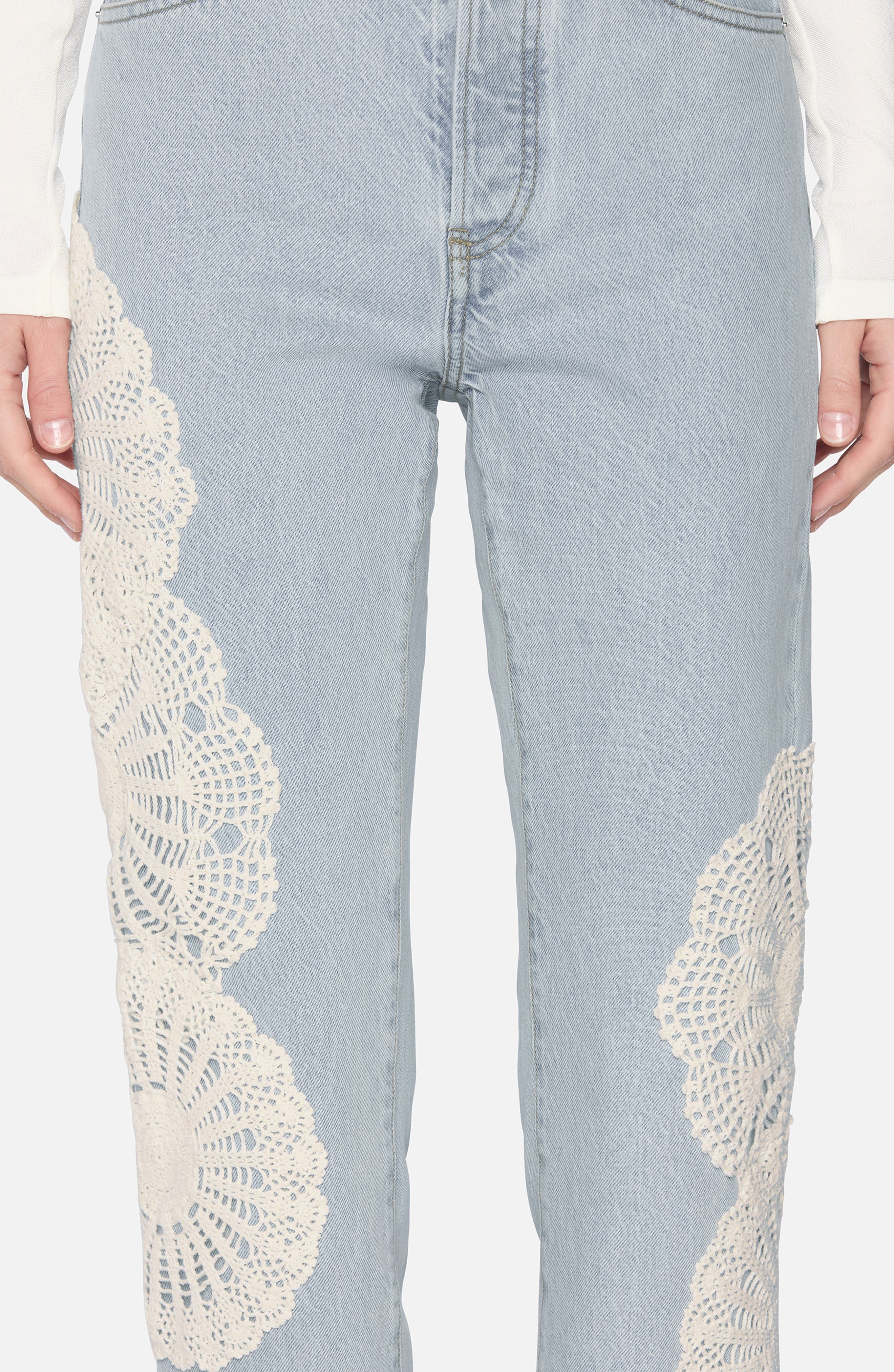 FRAME The Crochet Straight Leg Ankle Jeans in Wisp at Nordstrom - 7