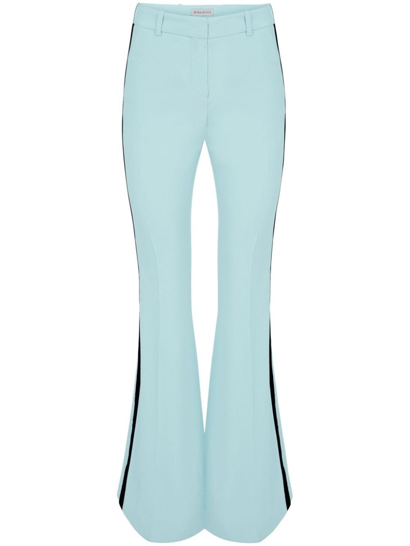 velvet-trim flared trousers 1