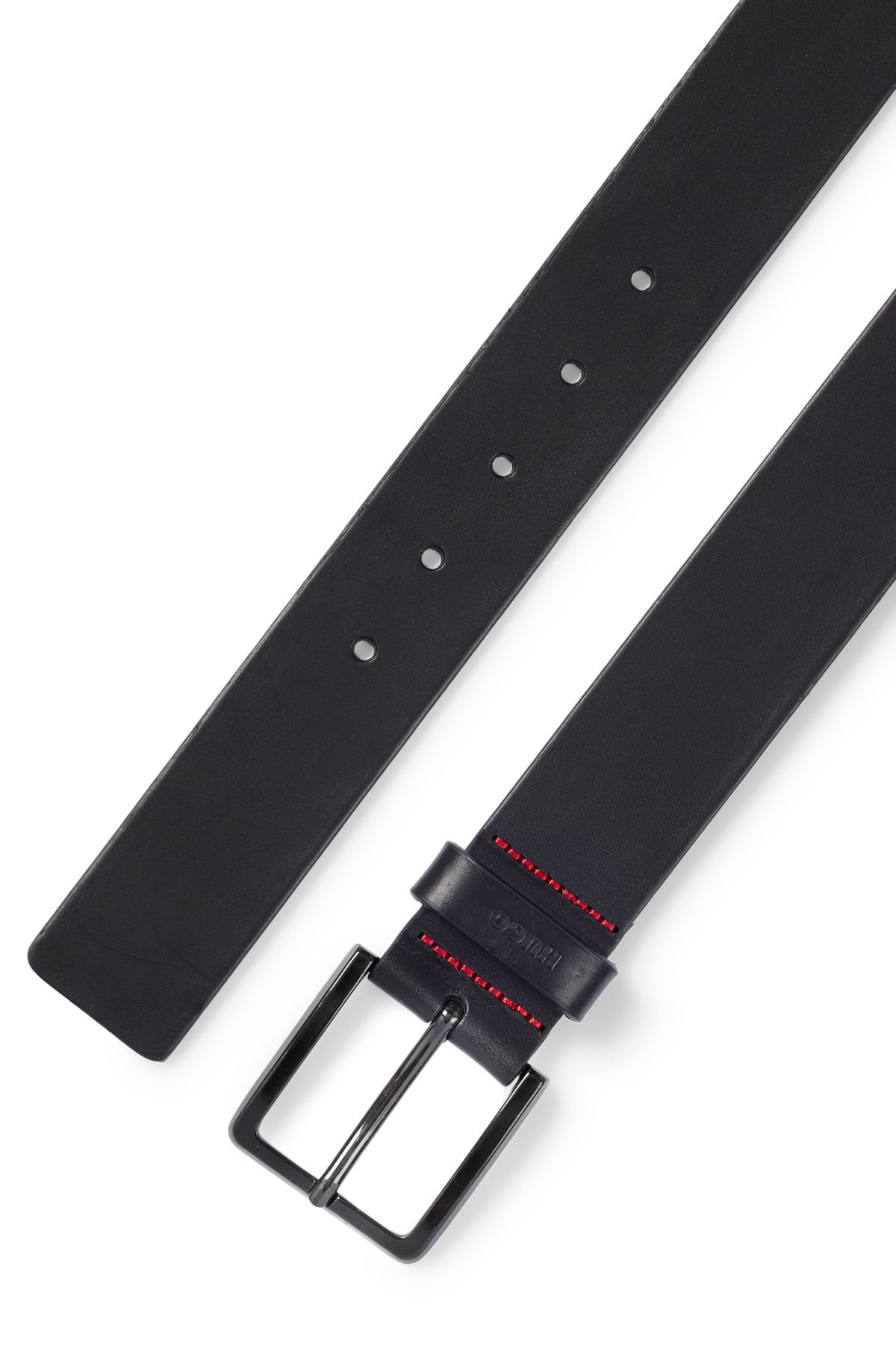 ITALIAN-LEATHER BELT WITH LOGO-STAMPED KEEPER - 3