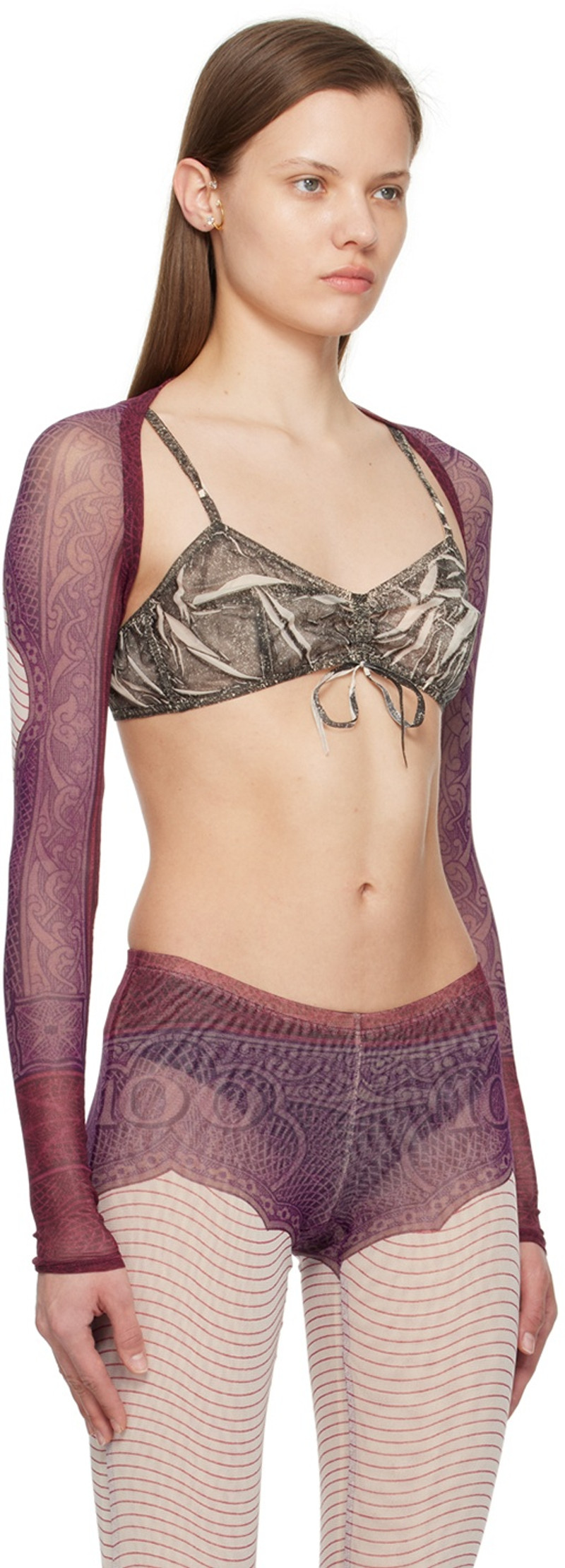 Jean Paul Gaultier Purple & Burgundy 'The Cartouche' Cardigan outlook