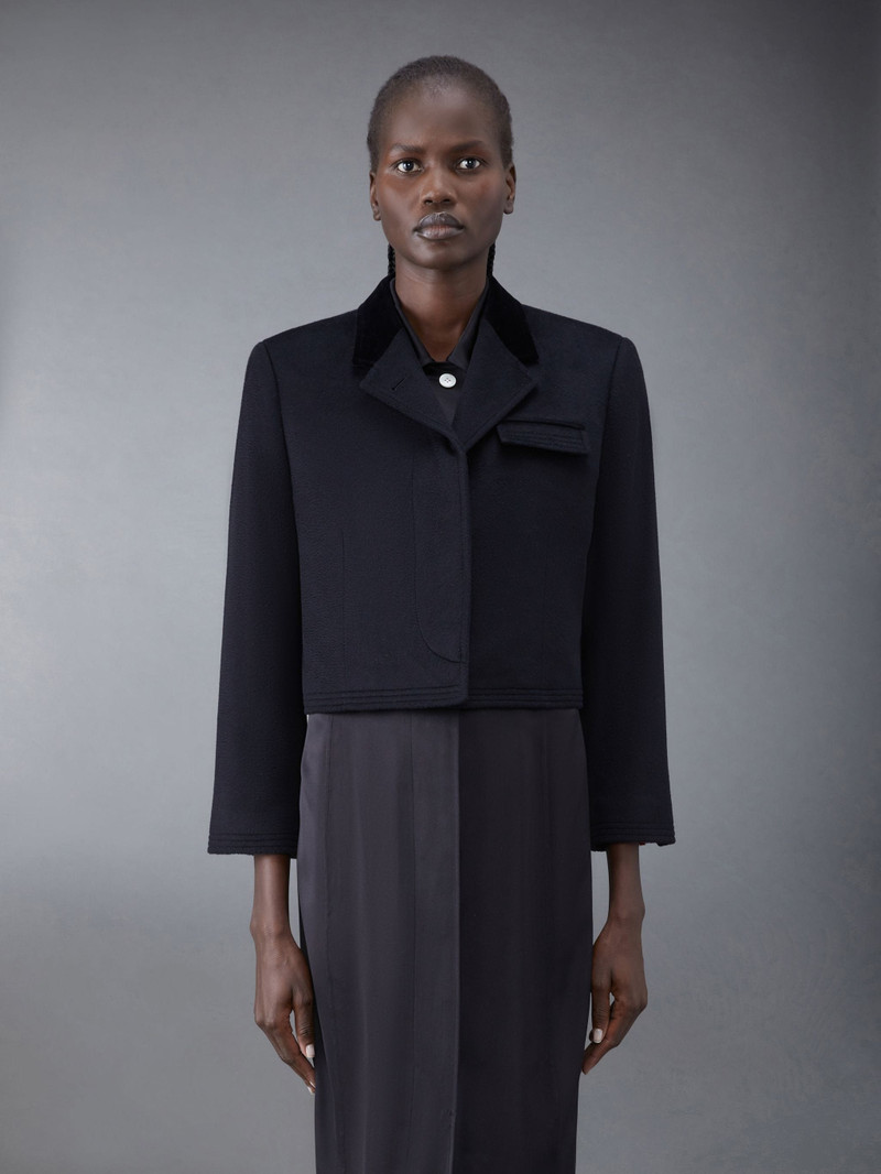 Zibeline Coat Weight Cashmere Velvet Collar Cropped Chesterfield Coat 1