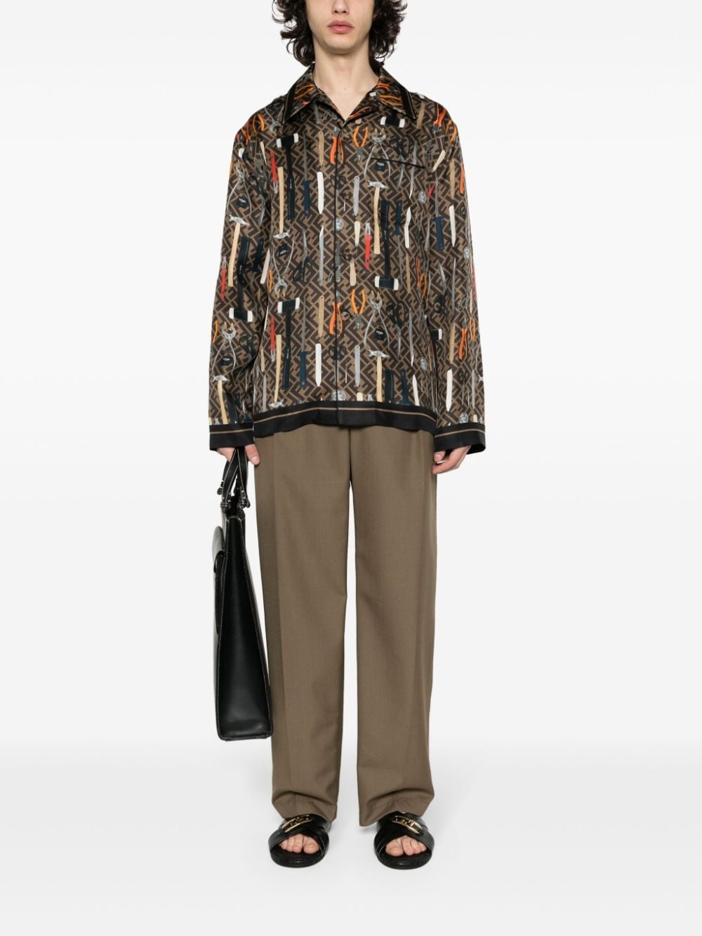 graphic-print silk shirt - 2