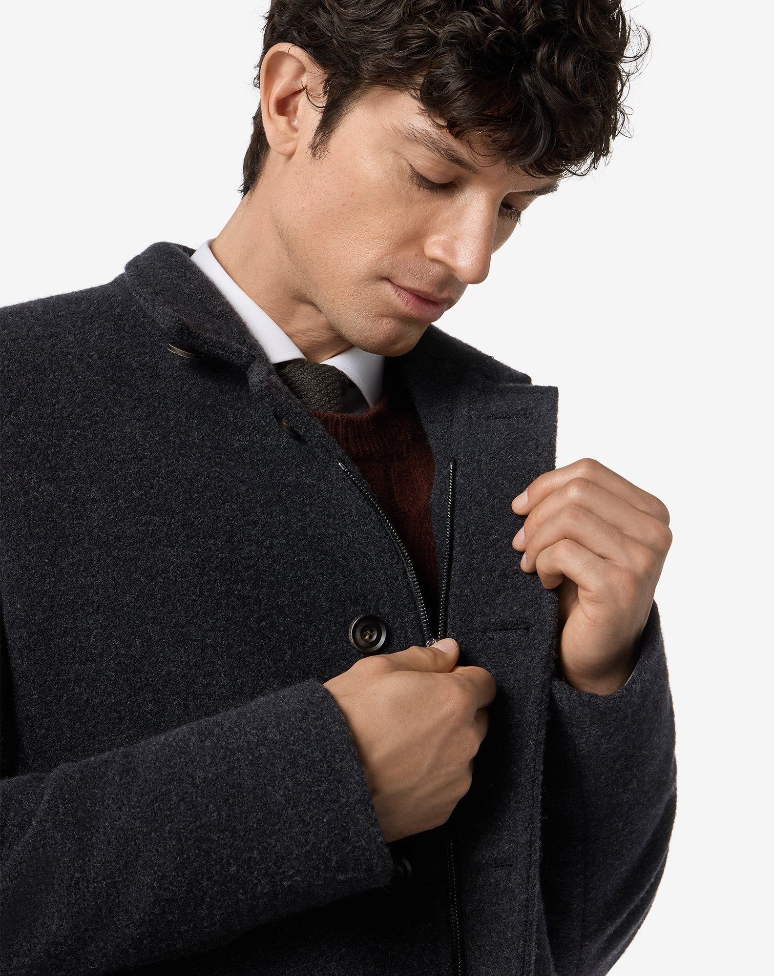 Anthracite grey melange pure wool jacket - 5