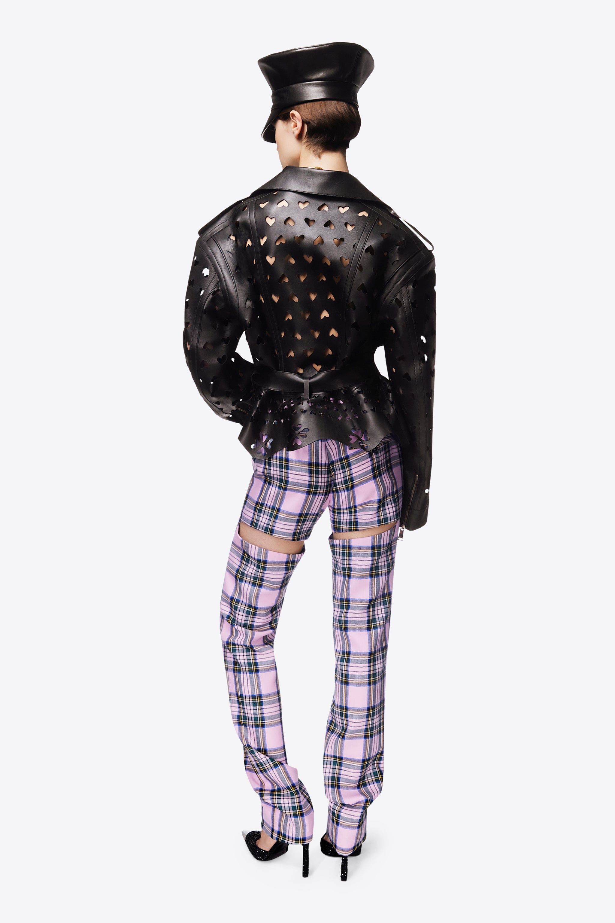 BACK SLIT CHECKED TROUSER - 3