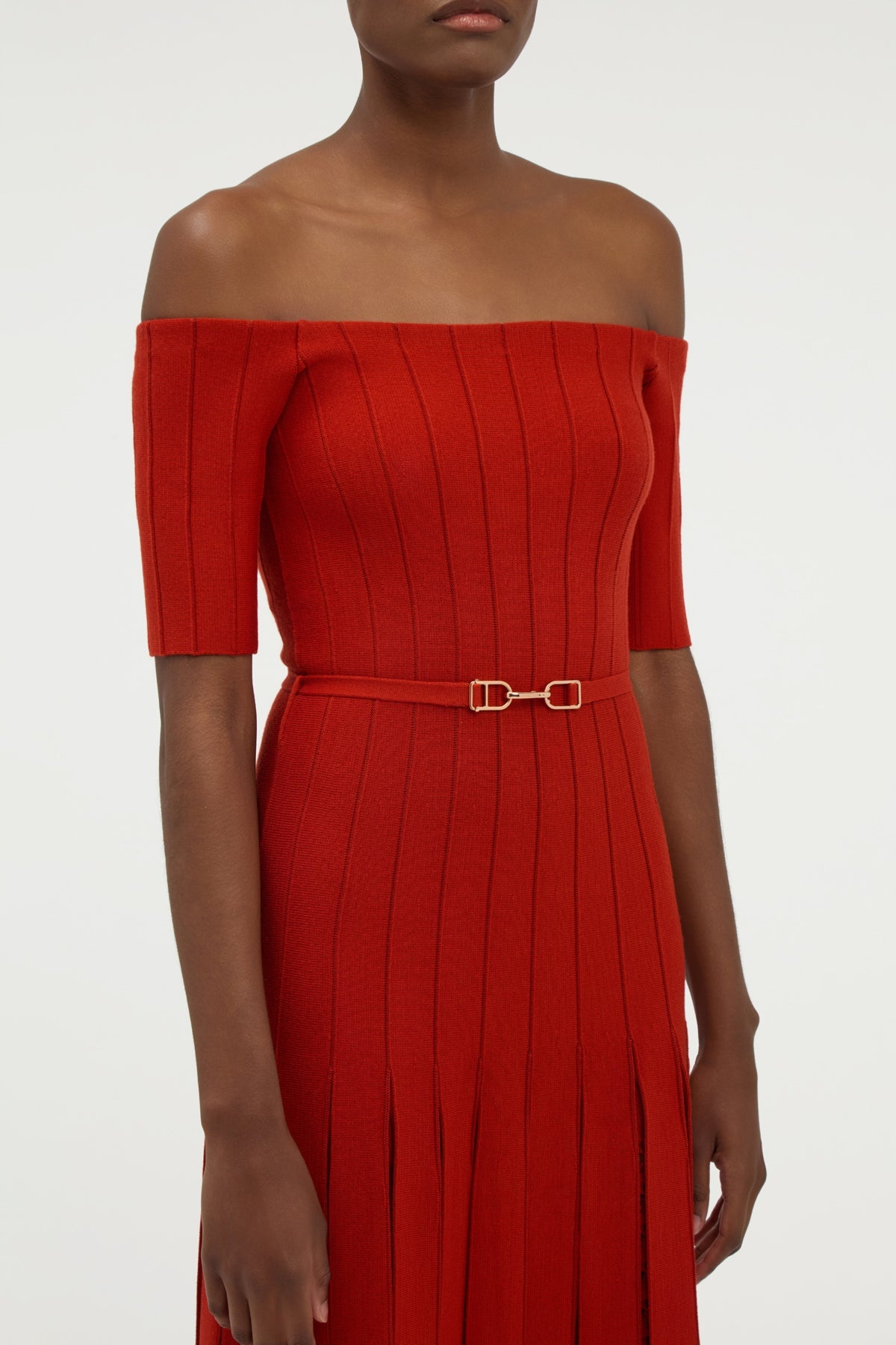 Kurt Knit Pleated Maxi Dress in Antelope Orange Merino Wool - 5