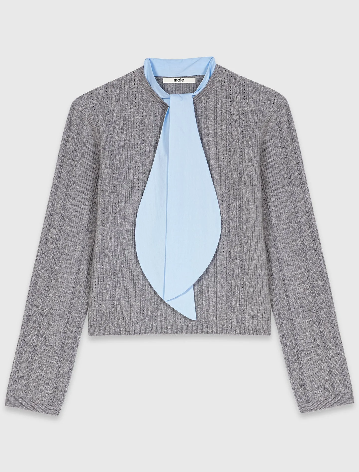 Removable poplin collar sweater - 1