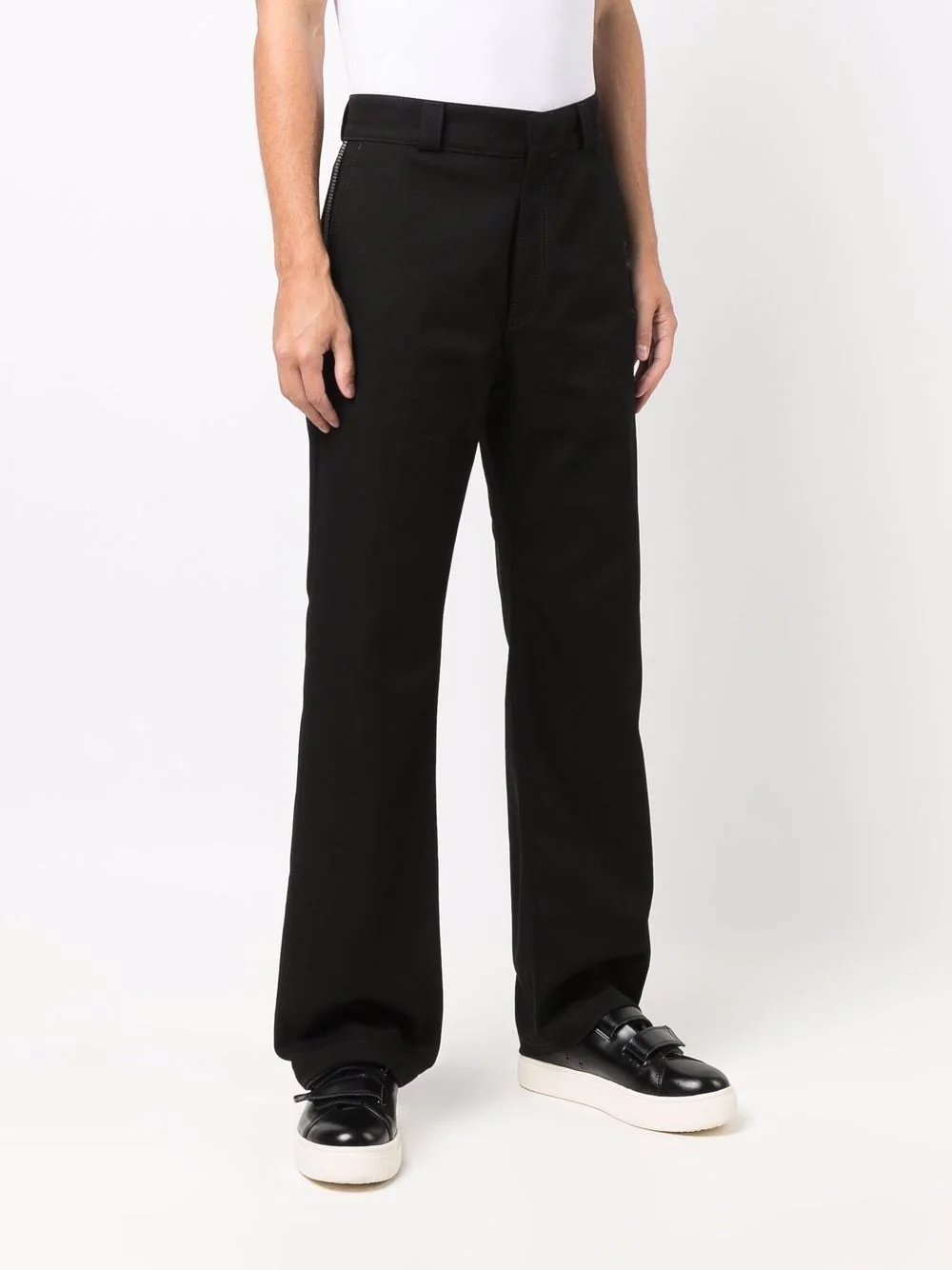 contrast-stitch straight-leg trousers - 3