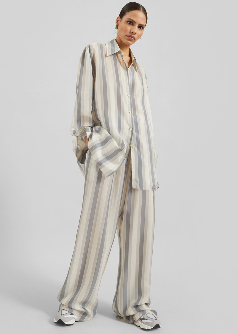 Peri Fluid Shirt - White/Grey Stripe 6