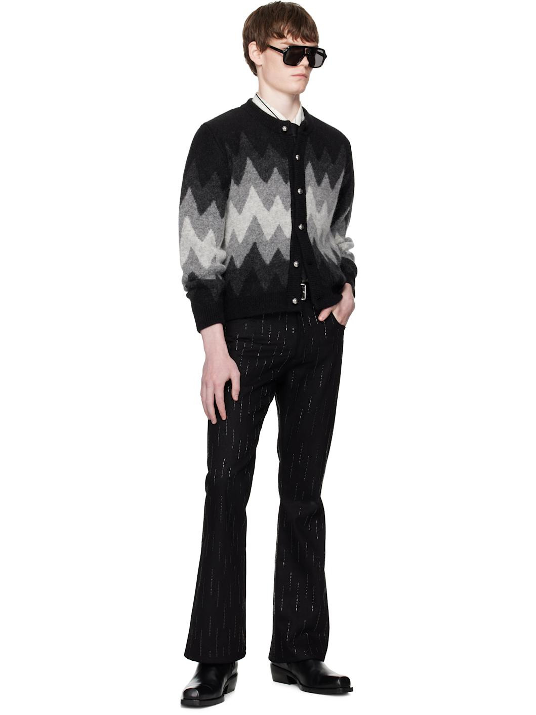 Black Embellished Rain Appliqué Trousers - 4