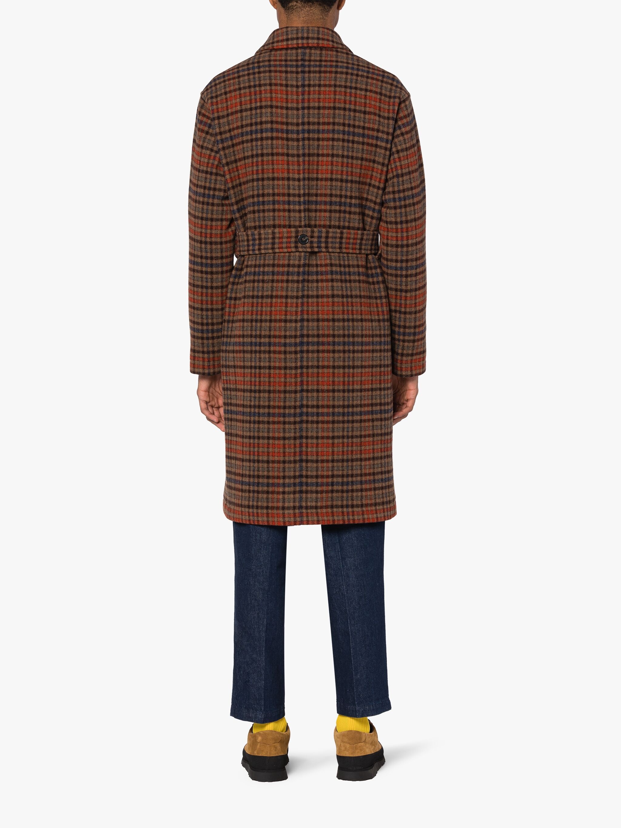 MILAN BROWN CHECK WOOL COAT - 4
