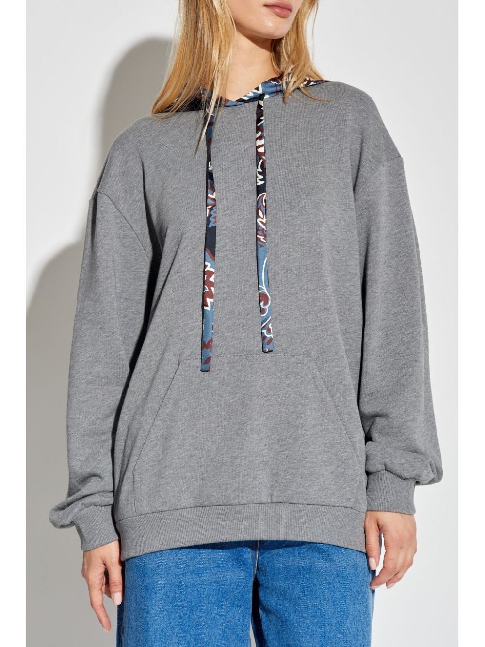 contasting-hood cotton hoodie - 3