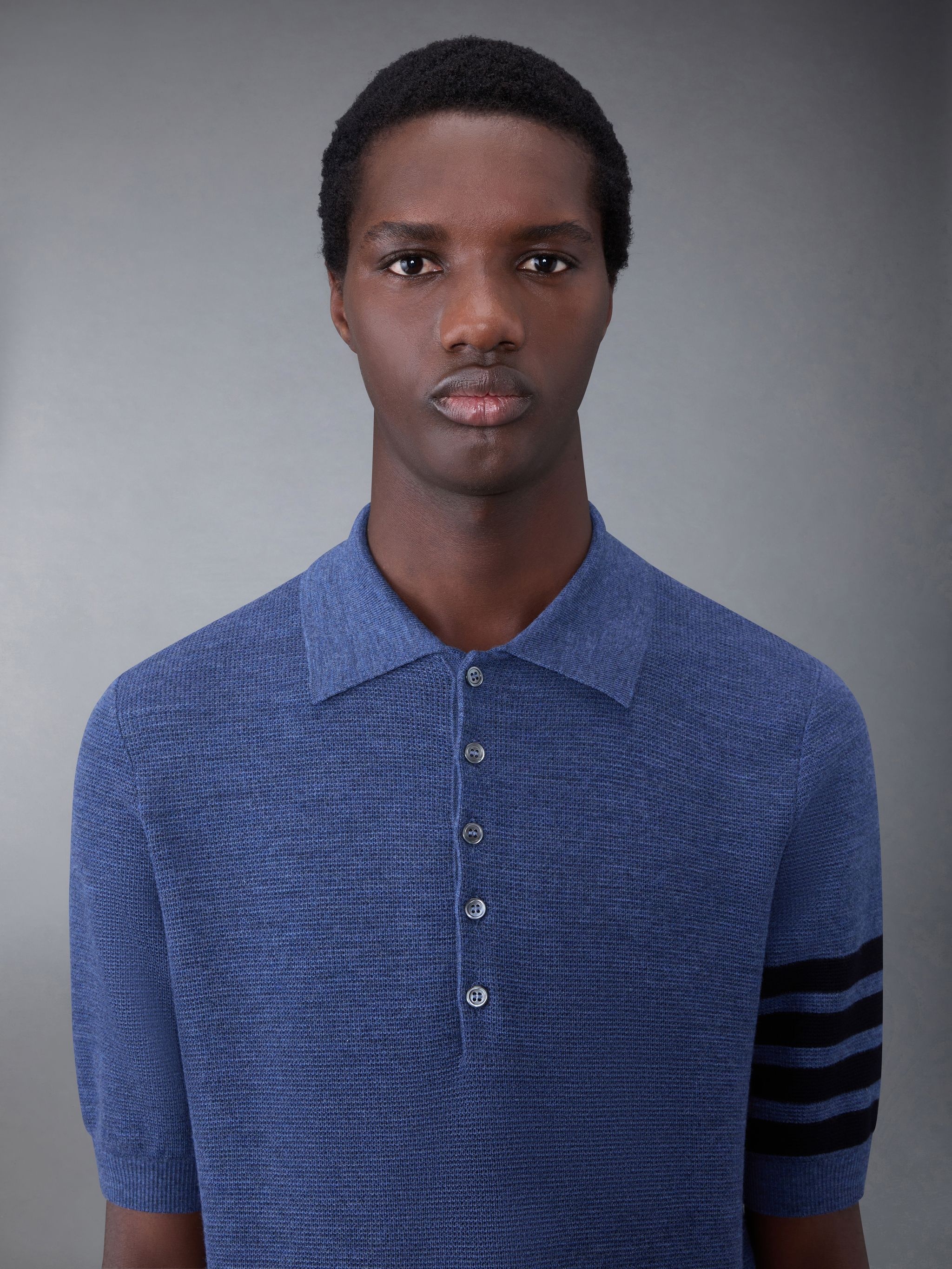 Fine Merino Waffle 4-Bar Short Sleeve Polo - 5