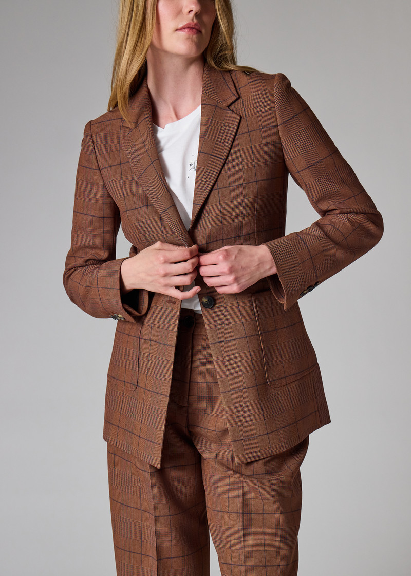 Women's Brown Check Jacket 6