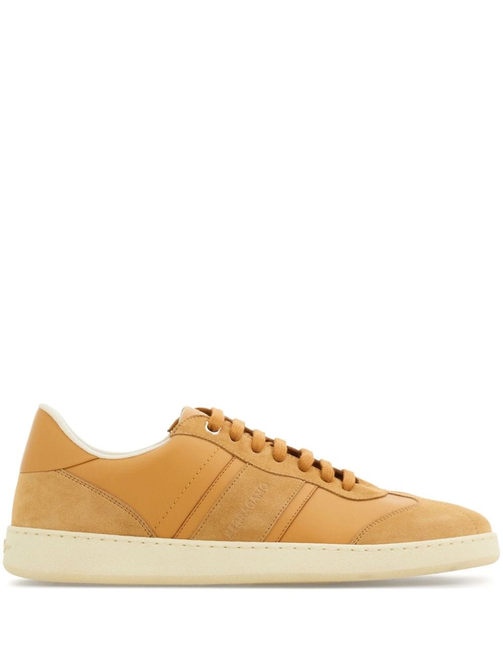 panelled lace-up leather sneakers - 1