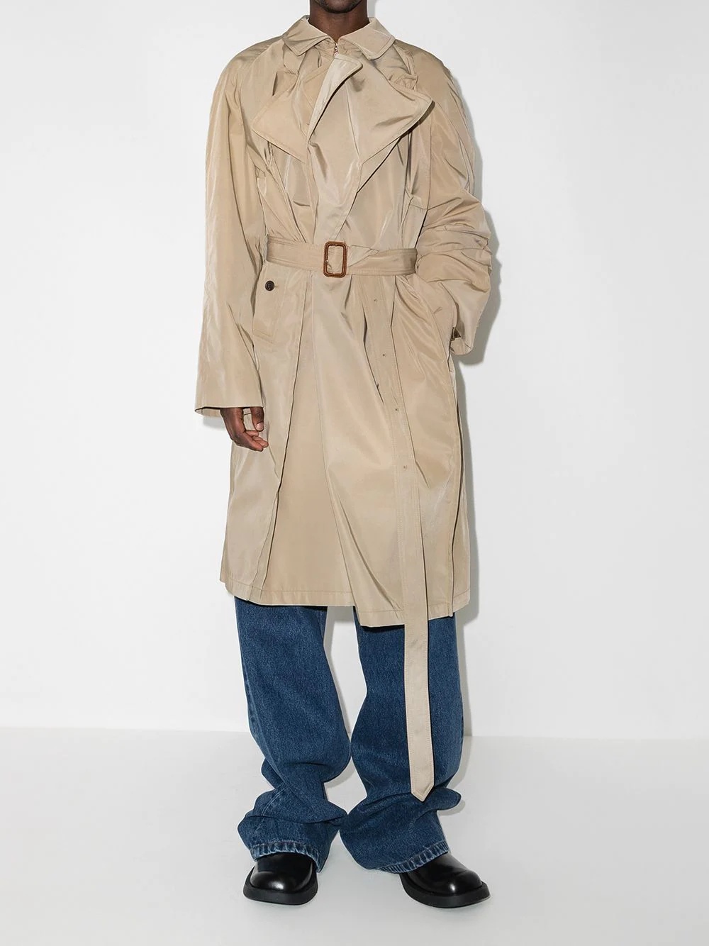 layered belted trench coat - 5