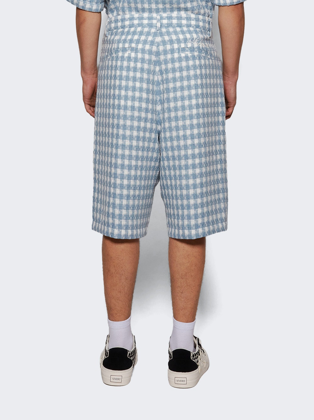 Plaid Pleated Shorts Steel Blue - 4