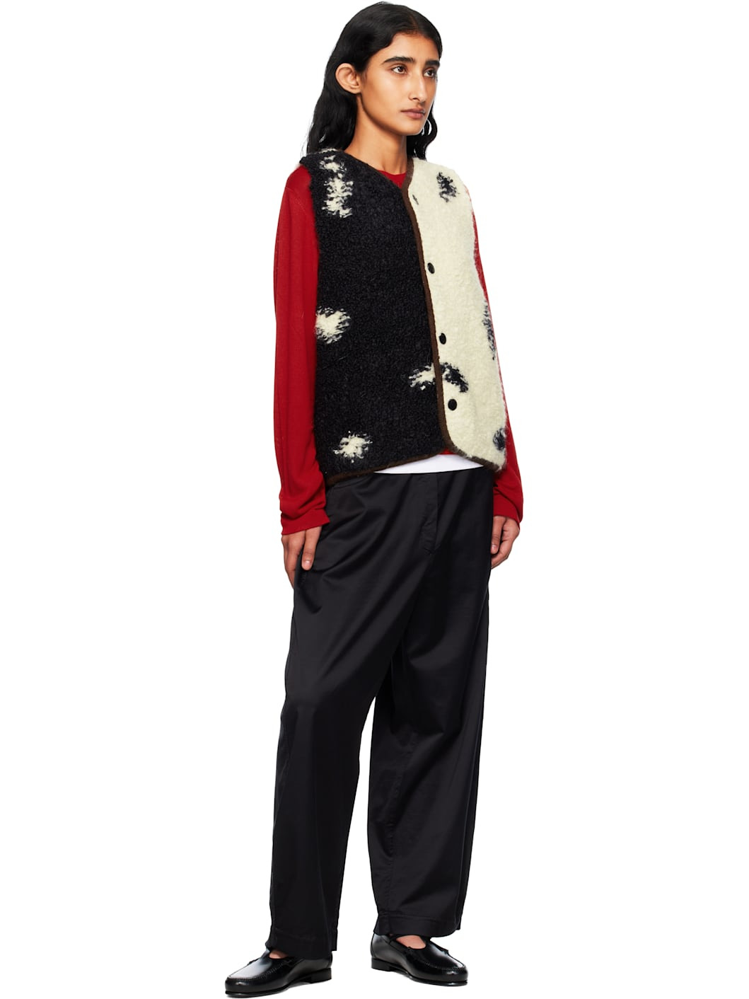 Black & White Blotch Waistcoat Cardigan - 4