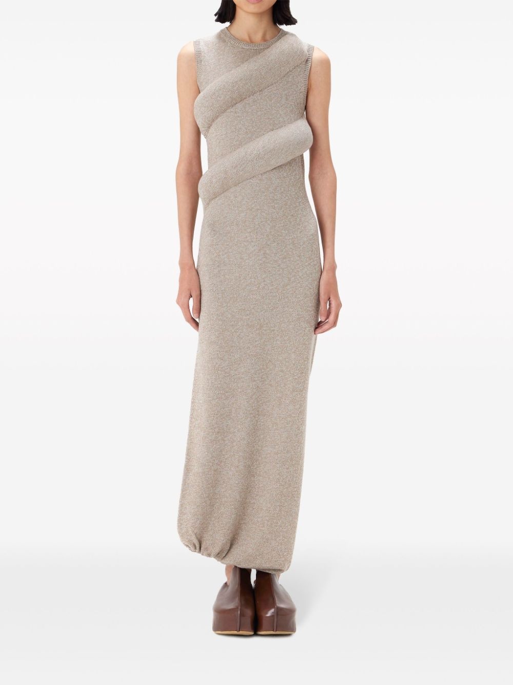 padded knitted maxi dress - 2