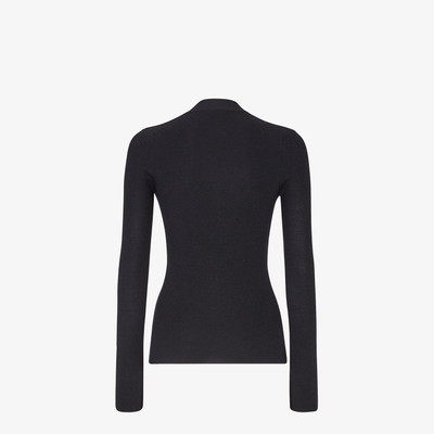 FENDI Black silk and wool cardigan outlook