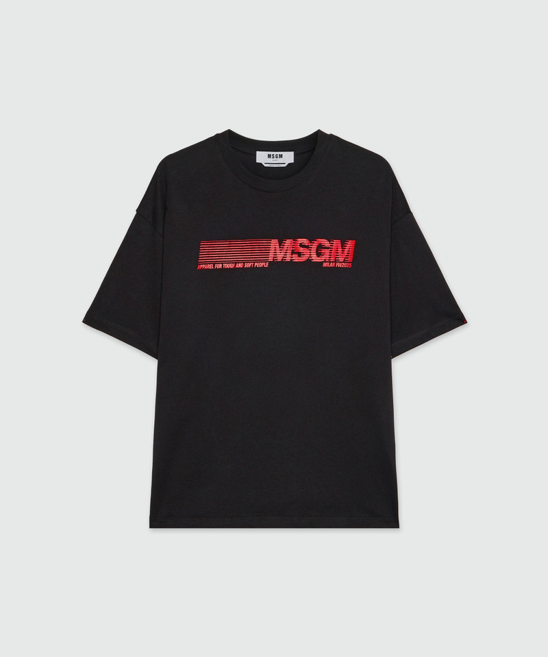 Black jersey T-shirt with MSGM print 1