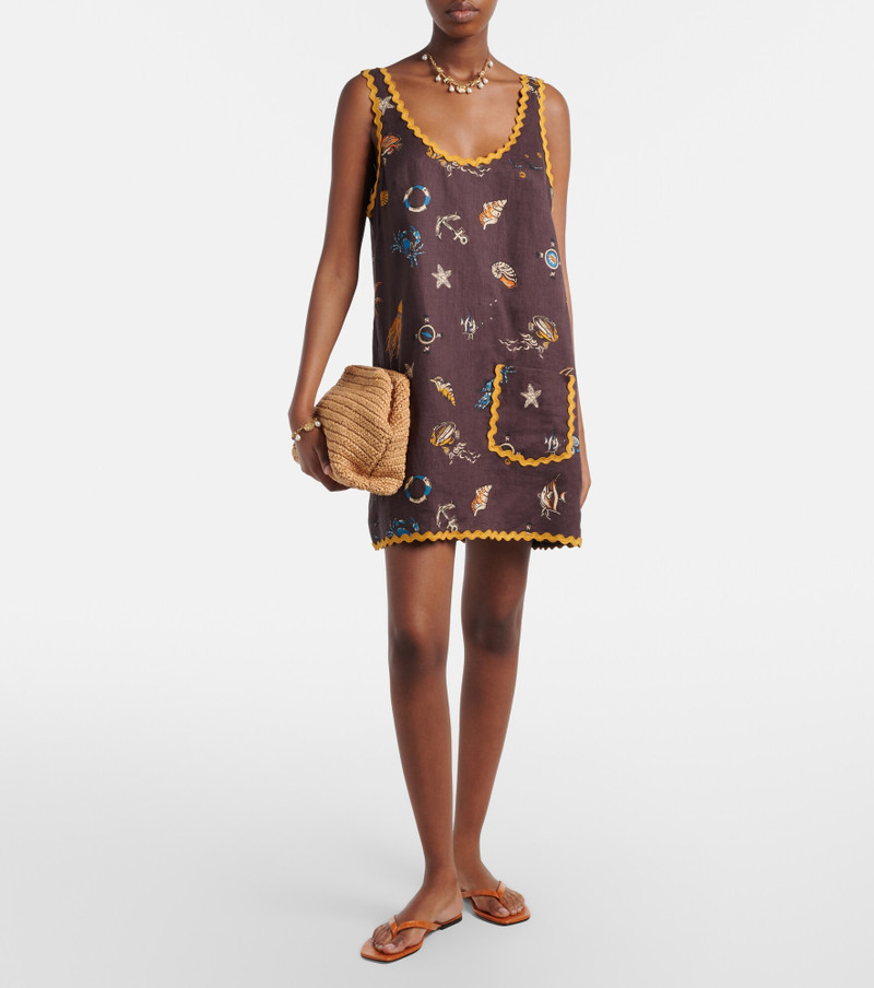 ALÉMAIS Printed scalloped linen minidress outlook