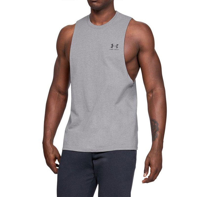 Under Armour Sportstyle Left Chest Cut-Off Tank Top 'Grey' 1329286-035 - 4