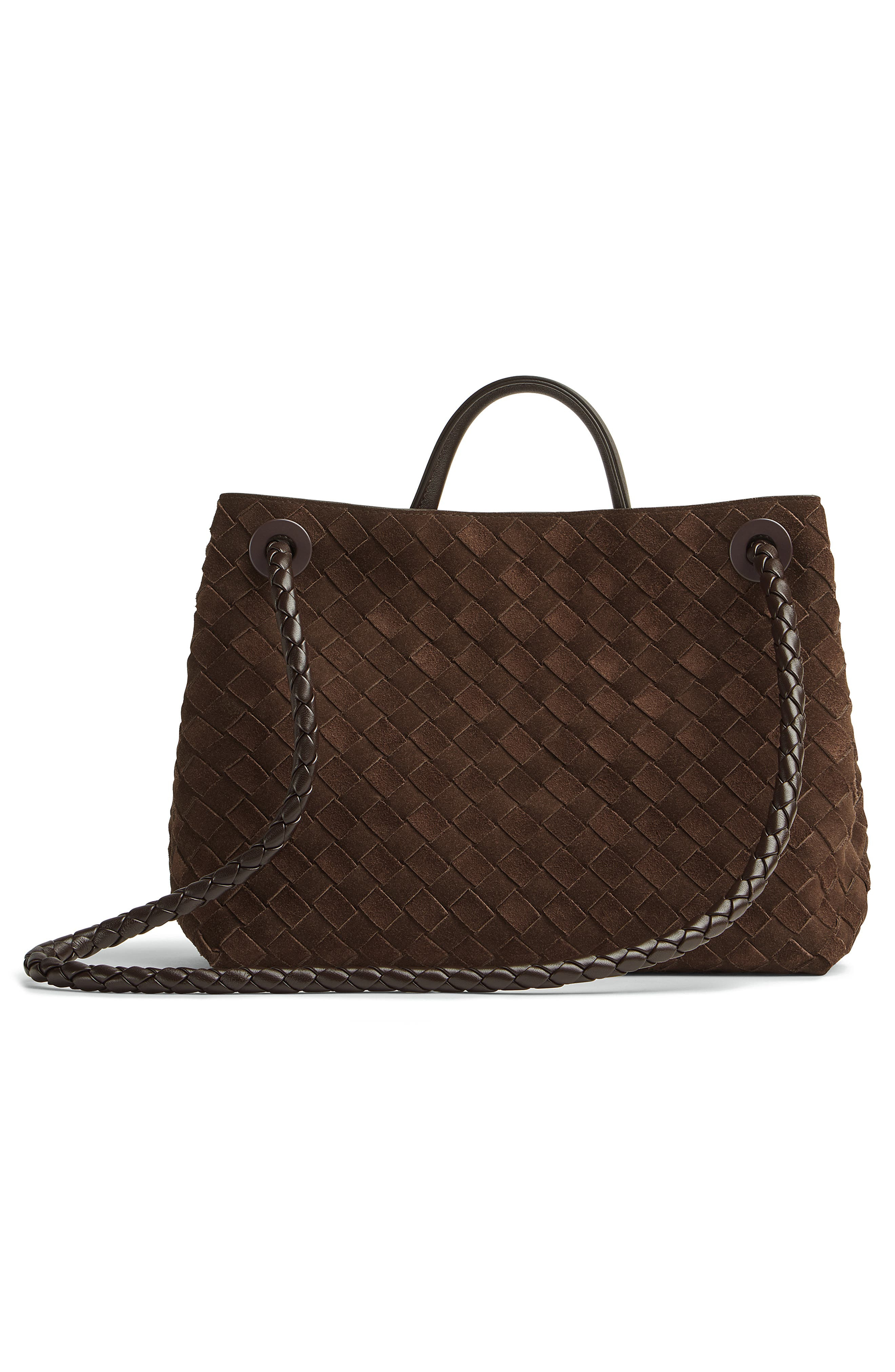 Bottega Veneta Medium Andiamo Intrecciato Suede Shoulder Bag in 2272 Fondant-M Brass-Fond at Nordstr - 5