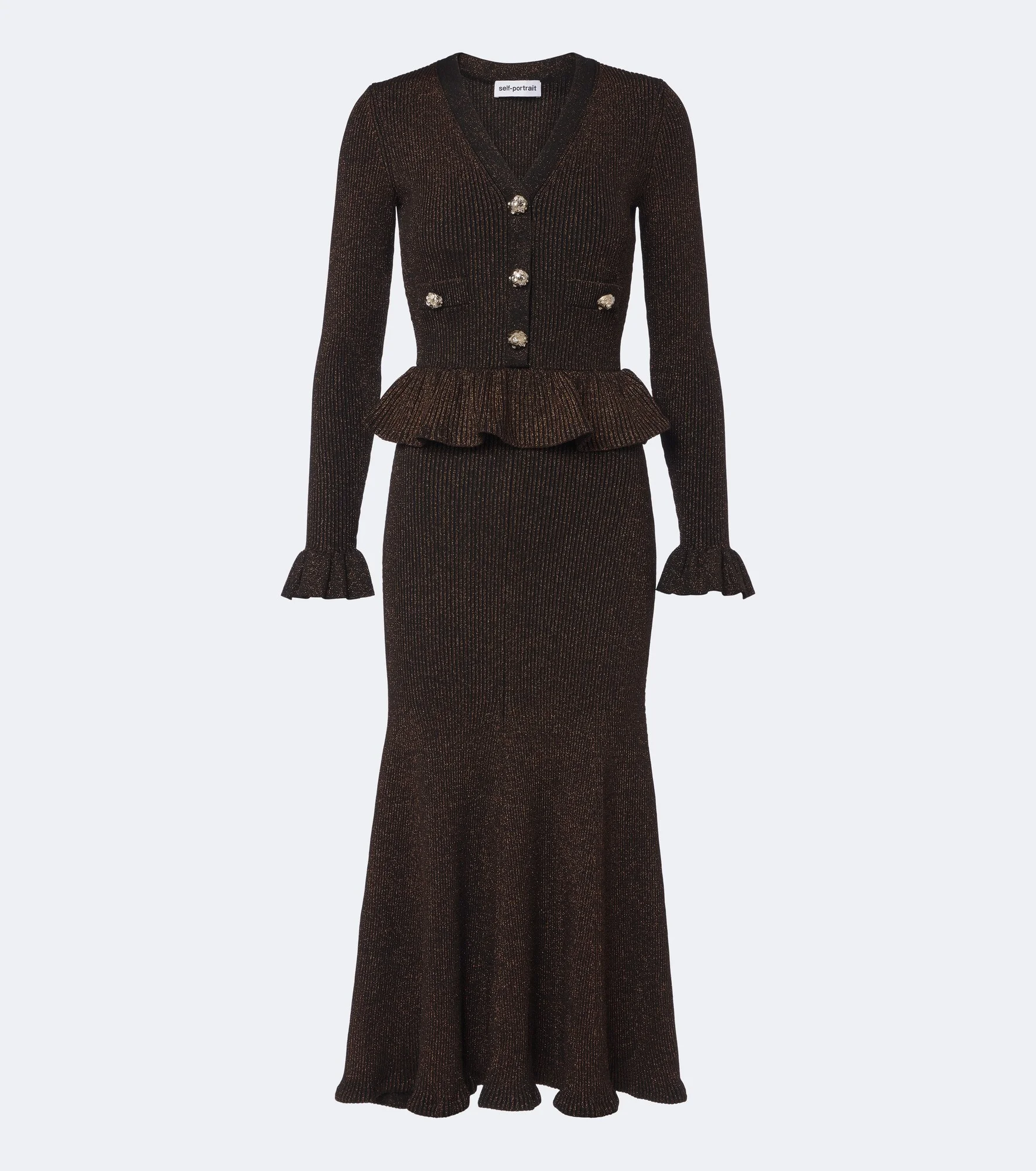 Knitted Lurex® peplum midi dress - 1