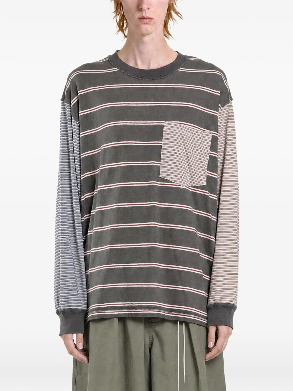 striped oversized long-sleeve T-shirt - 1