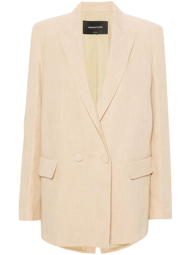 double-breasted linen blend blazer 1