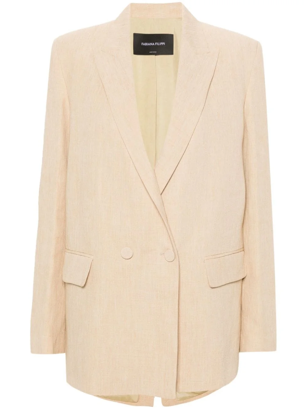 double-breasted linen blend blazer - 1