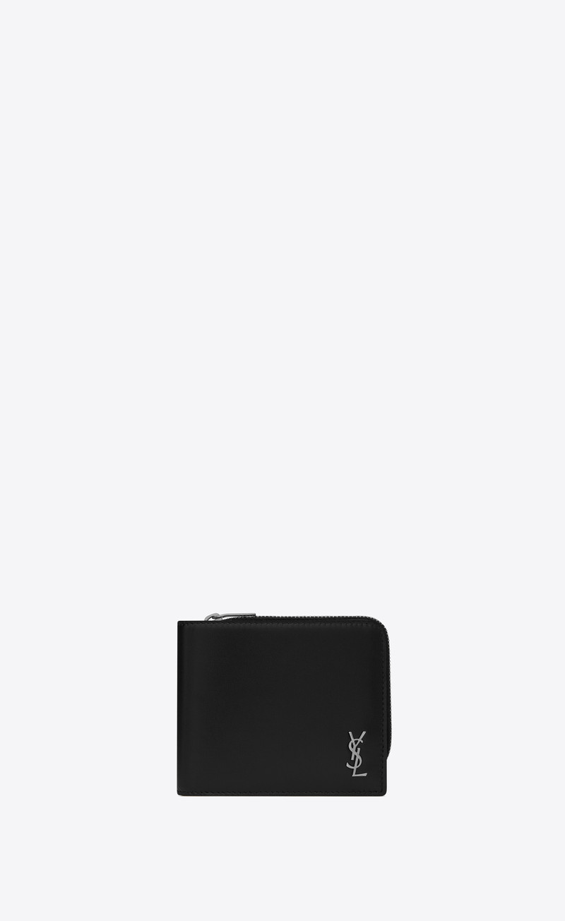 tiny cassandre east/west zip-around wallet in matte leather - 1