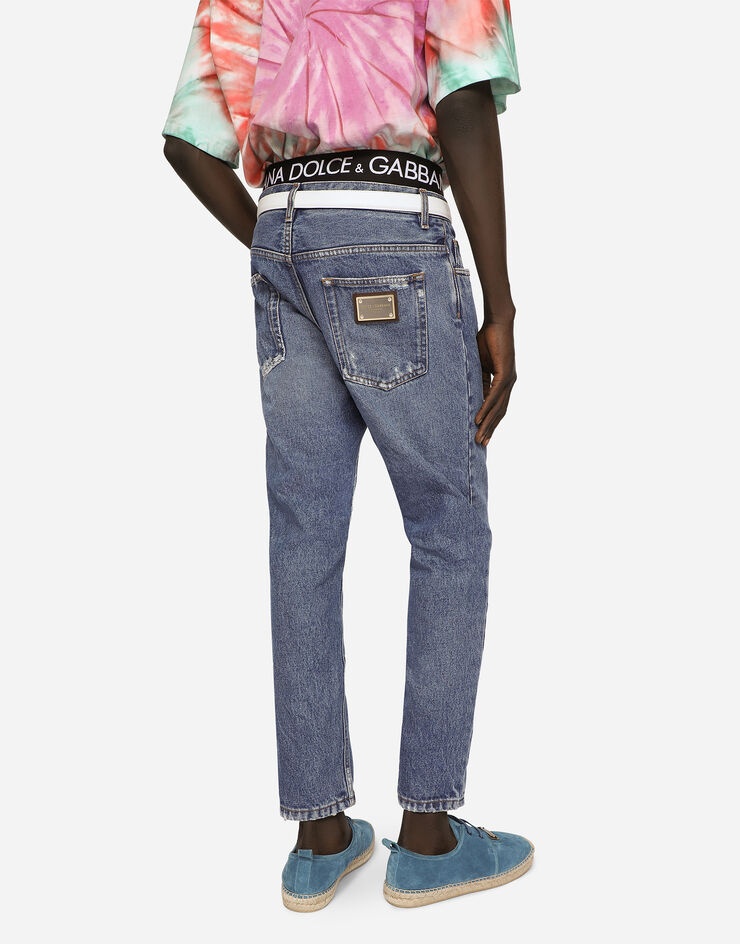 Loose blue wash jeans - 4