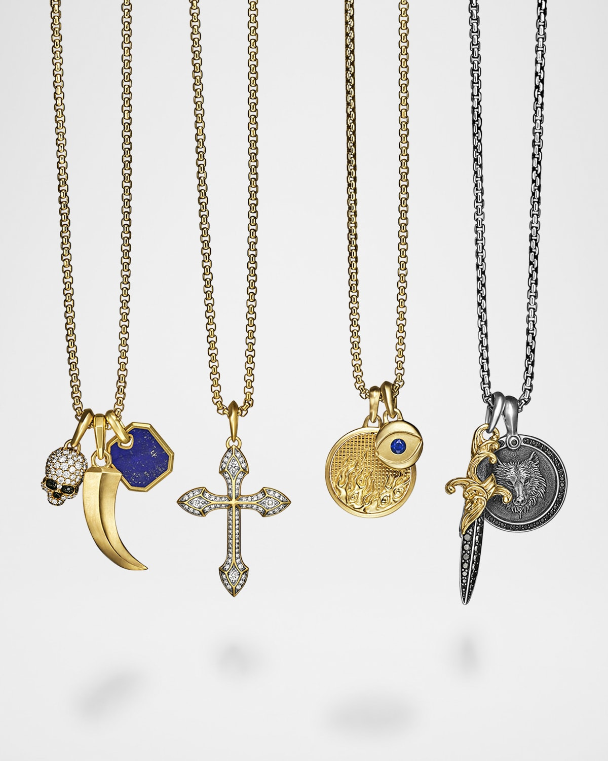 Men's Roman Pendant with Gemstone in 18K Gold, 15mm - 3