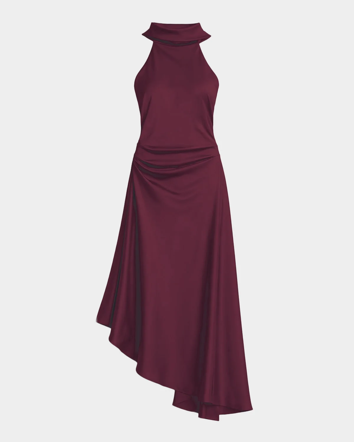 Monica High-Low Satin Halter Midi Dress - 1