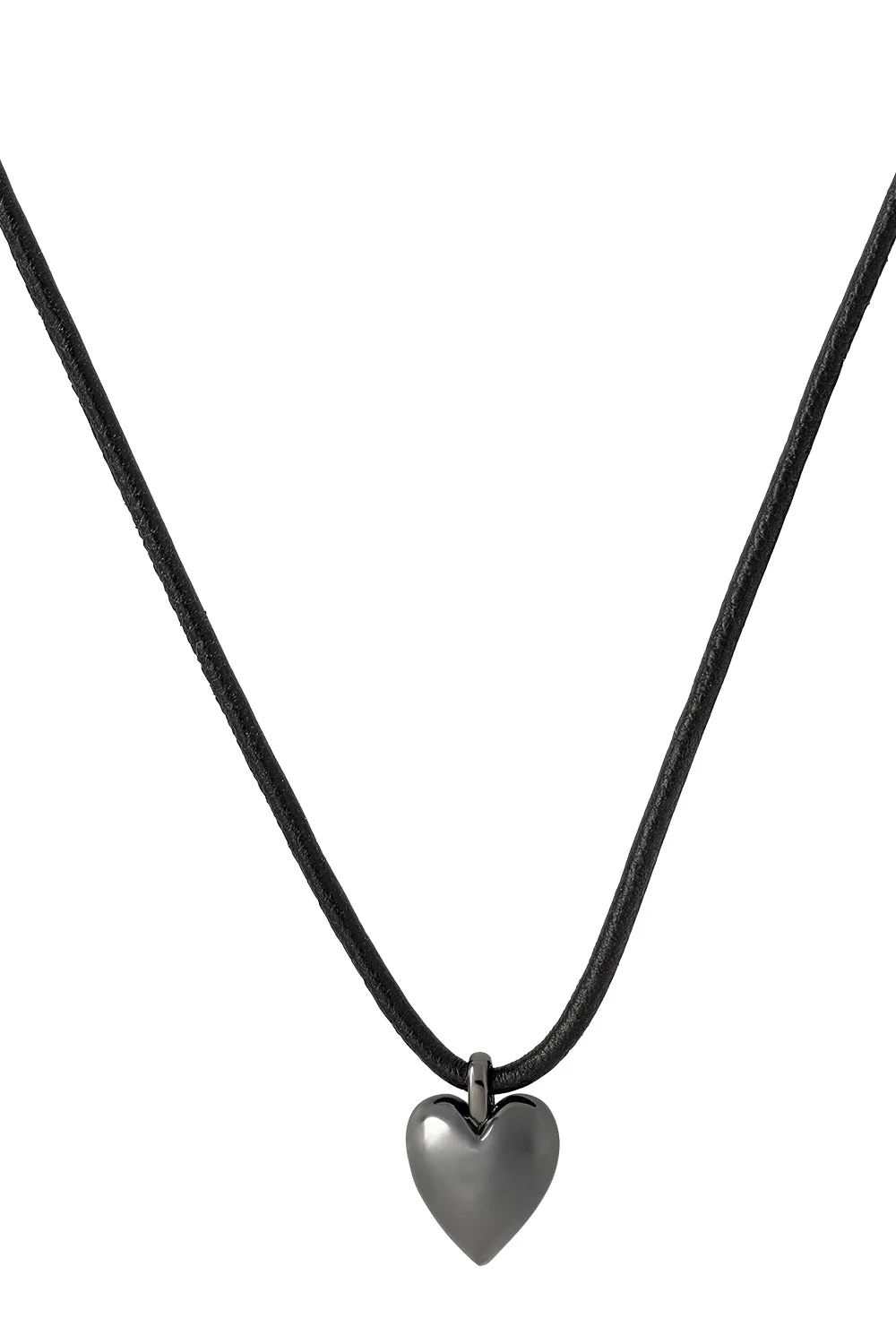 Hematite Puffy Heart Choker Necklace - 1