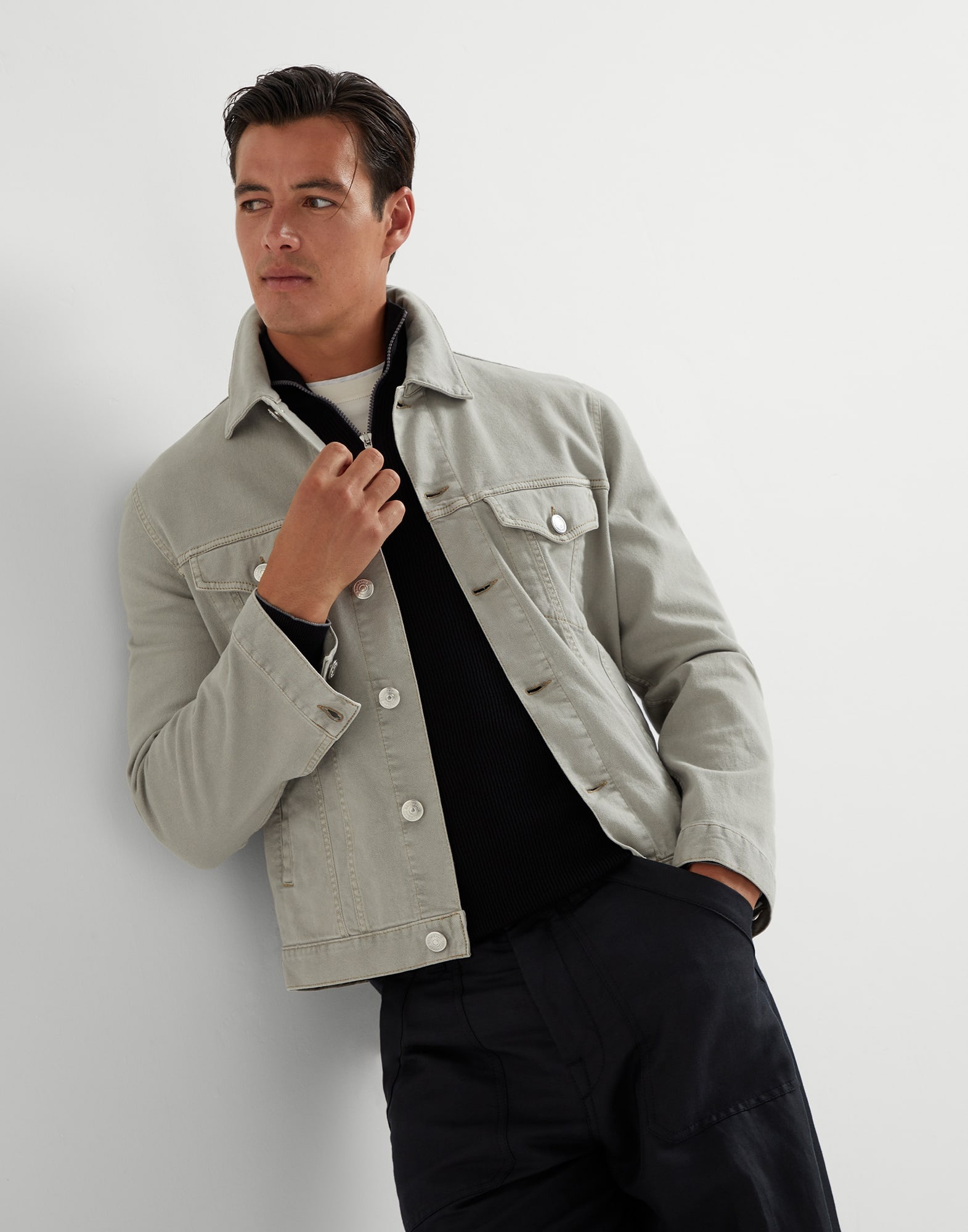 Garment-dyed four-pocket jacket in comfort cotton lightweight denim - 4