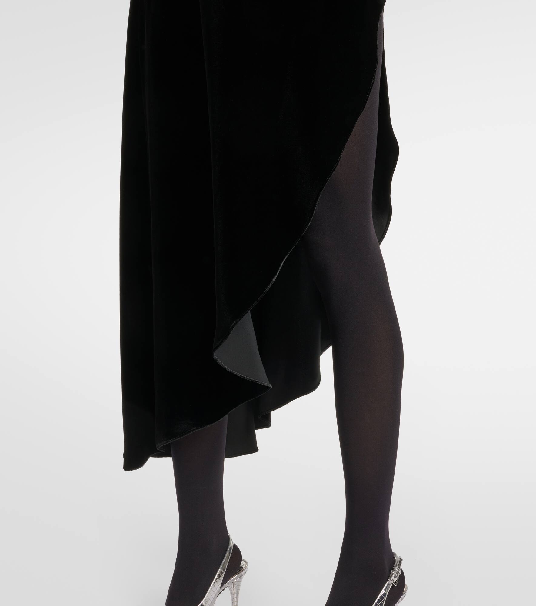 Asymmetric velvet midi skirt - 5