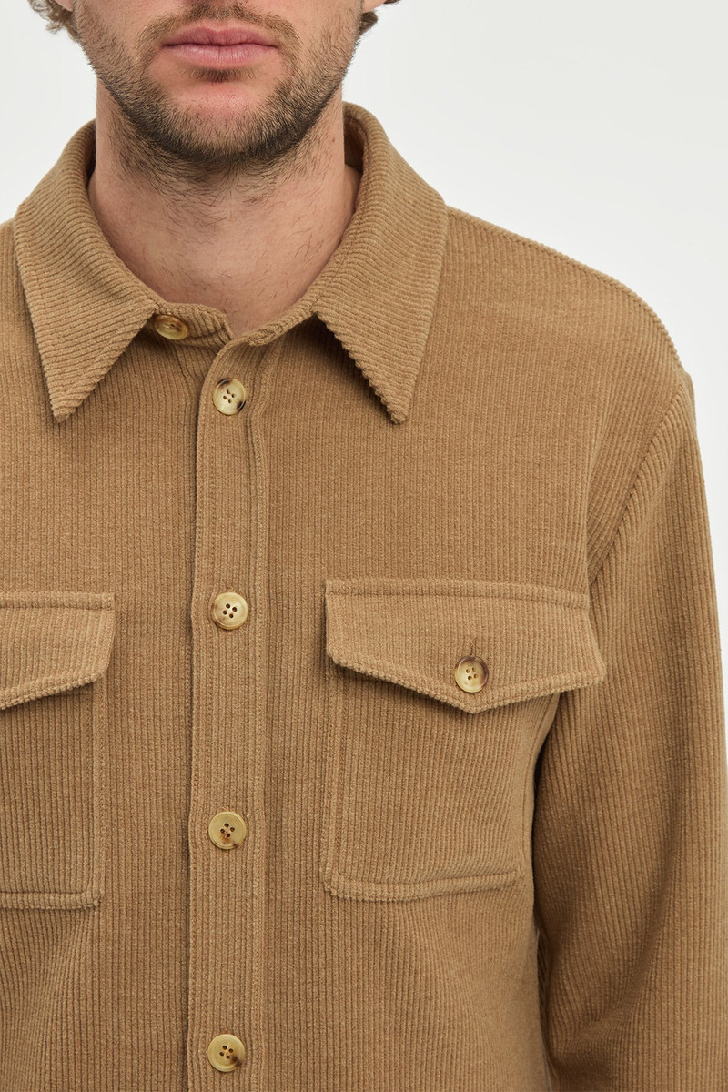 Lucas Overshirt in Camel Cashmere Wool Corduroy 6
