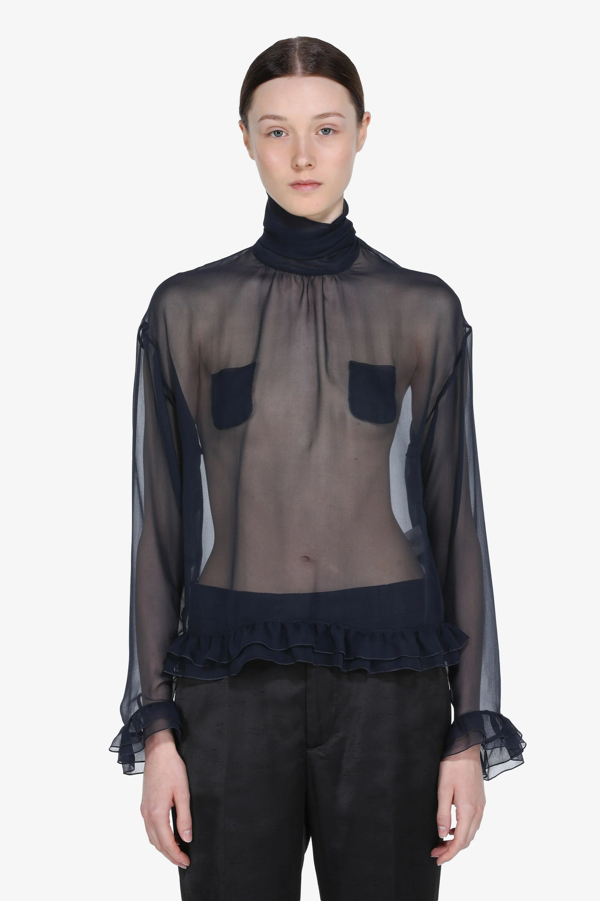 TRANSPARENT BLOUSE WITH BOW - 1