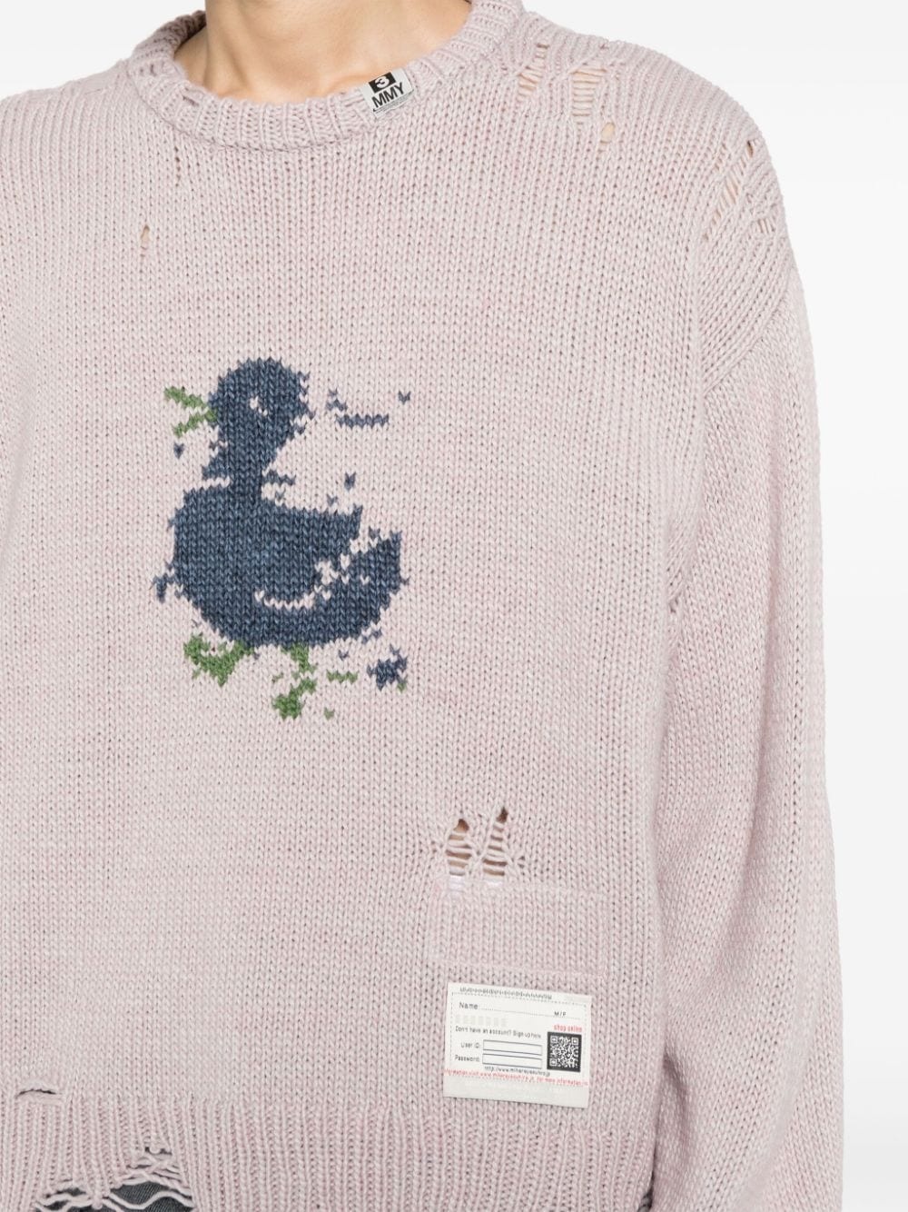 Duck-intarsia distressed jumper - 5