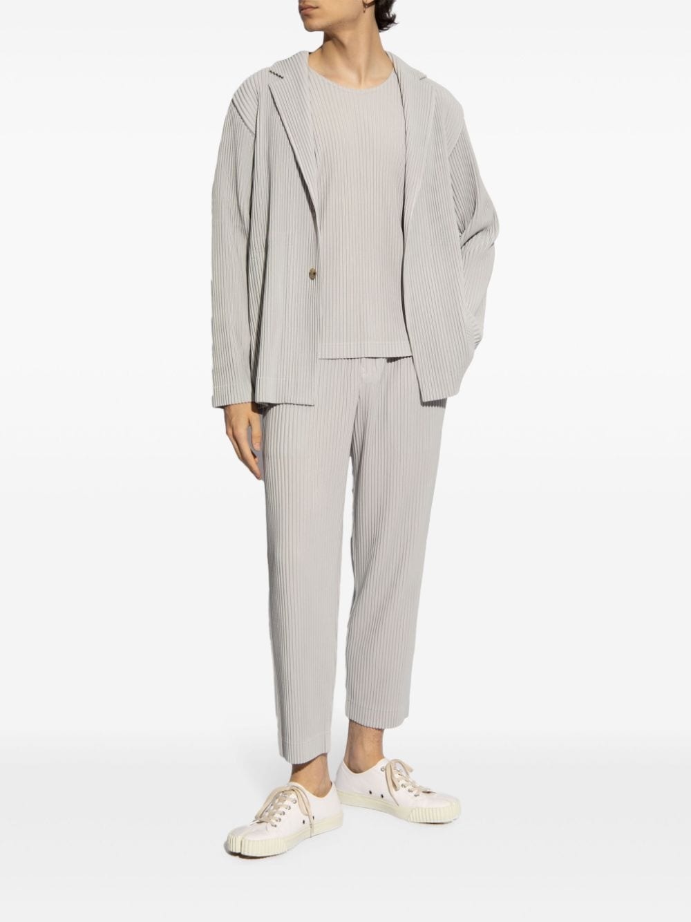 plissé-effect single-breasted blazer - 2